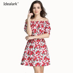 2017 new Fashion Women cherry Maxi Long Casual Summer Autumn Beach Party cotton Dress  WC0584-7