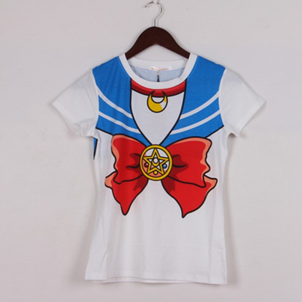 2017 new Hot Sailor moon harajuku t shirt women cosplay costume top kawaii fake sailor t shirts girl new Free Shipping