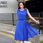 2017 new Women Chiffon Solid colors Summer Pretty Famale elegant Dress Sleeveless Vest  Dress