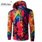 2017 new printing color hooded men's Urban Fashion hooded jacket brand clothing personality fashion hooded leisure hooded coat