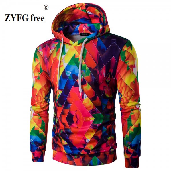 2017 new printing color hooded men's Urban Fashion hooded jacket brand clothing personality fashion hooded leisure hooded coat