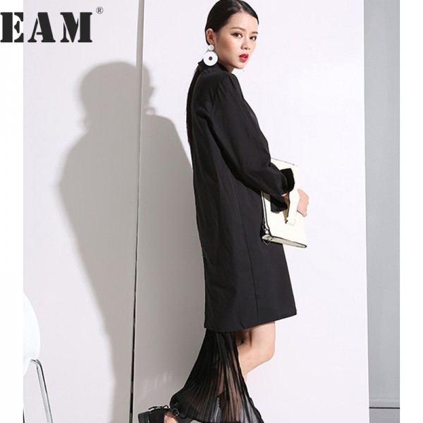 2017 new spring big size shirt for women black Back stitching Pressure pleated chiffon long shirt dress black white 4C0271