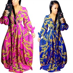 2017 sexy summer maxi long dress african clothing bazin riche robe golden chain print vestidos mujer loose sparkly dashiki dress