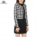 2017 spring autumn new white black check plaids print thin bomber women jacket cardigan