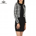 2017 spring autumn new white black check plaids print thin bomber women jacket cardigan