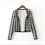 2017 spring autumn new white black check plaids print thin bomber women jacket cardigan