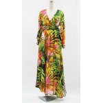 2017 spring women's chiffon dresses Bohemia Pul size M-7XL V-Neck beach long sleeve Printed long Dresses