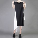 2017 summer New Fashion Women Slim personalized stitching irregular sleeveless dress wholesale