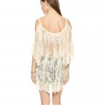 2017 summer Women Sexy Beach Wear dresses Crochet Lace up Sheer slip Dress White Black Female Hippie outing output