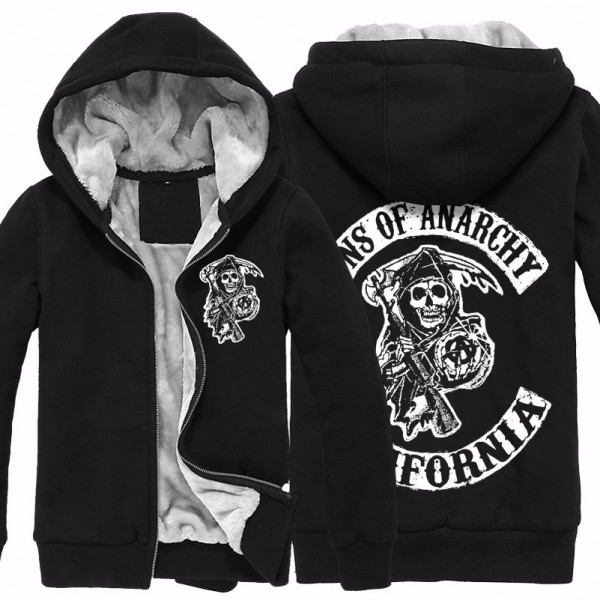 2017 winter new hoodies men US drama chaos son Sons of Anarchy hood sweatshirt men velvet thickening hoodie men