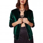 2017 winter spring velvet bomber jacket women basic coats female green outerwear baseball fashion designer plus size