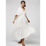 2017 women's brand dresses new arrival Bohemian loose waist halter dress backless holiday maxi dress ruffles V-neck sexy dress