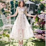 2017Spring Women beautiful long dress big bottom elegant party dress plus size mesh embroidery longos vestido de festa 4XL 98591