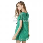 2018 Lace Women Summer Dress maxi Hollow Out dresses Short Sleeve Plus size vestidos 5colors Q426