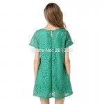 2018 Lace Women Summer Dress maxi Hollow Out dresses Short Sleeve Plus size vestidos 5colors Q426