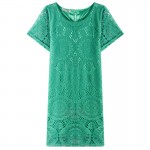 2018 New Fashion Wild Women Slim Sexy Hook flower hollow Lace Elegant Party Dress Short-sleeved Clothes Casual Dresses L426