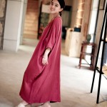 2018 New Summer Style Women Casual Maxi Dress Cotton Linen Batwing Sleeve Loose Plus Size Robe Half Sleeve Round Neck Dress