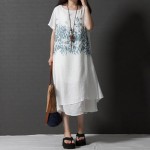 2018 New Summer dress short Sleeve Printing  Cotton Linen Ladies Casual Vintage women dress Female Plus Size Vestidos Robe