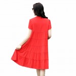 2018 New Vintage Summer Dress Vestidos Robe Loose Plus Size Short Sleeve Print Office Women Dress Elbise M-4XL Size 