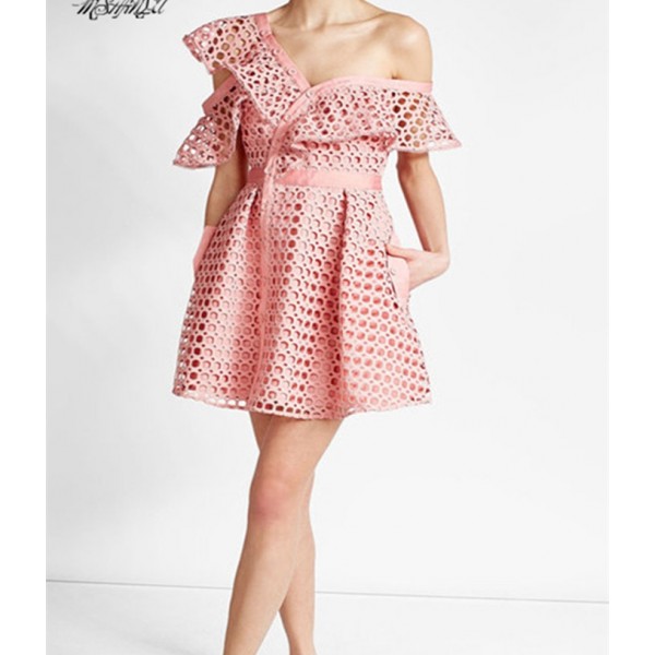 2018 New arrive pink/white women lace dress