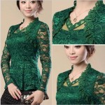 2018 Plus size Women clothing Spring lace Shirt Tops Cutout basic female Elegant long-sleeve Lace Blouses shirts M-4XL