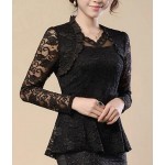 2018 Plus size Women clothing Spring lace Shirt Tops Cutout basic female Elegant long-sleeve Lace Blouses shirts M-4XL