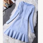 2018 Spring Autumn Elegant Casual bodycon Prom Party Dress Slim  Autumn Winter Fashion Women Dress Long Sleeve Suede