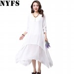 2018 Spring Autumn Vintage Cotton Linen Women Dress Loose large size Office Dress Vestidos Elbise Dresses