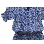 2018 Summer 5XL 4XL 3XL Plus size Women Casual Ruffled V neck Batwing Sleeve Pleated Navy Blue Print Dropped Big size Dresses