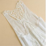 2018 Summer Style Elegant Women Long Beach Dresses O Neck Casual White Solid Lace Maxi Dress Vestidos  L106