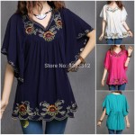 2018 Women Cotton Tops Blouse Tunic Vestidos Vintage Mexican Ethnic Floral Embroidery Mini Dresses Loose Casual Boho Dress