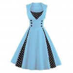 2018 Women Dress Summer Robe Vintage Dress Sleeveless Slim Rockabilly Dot Swing Summer female Dresses Elegant Tunic Vestido 