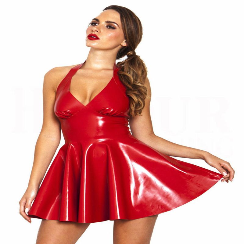 2018 Women Pvc Bandage Dress Ladies Latex Leather Dress Sexy Party