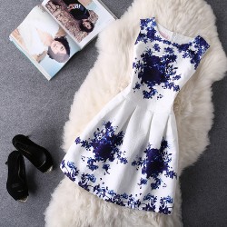 2018 Women Summer Bodycon Vest Dress Vintage Printed Sexy Party Vestido De Festa Female Clothing A Line Black Casual Dresses