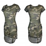 2018 new arrival sexy fashion Camouflage net yarn sexy dress perspective short-sleeved high fork novel designned cool SC1613