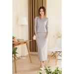 2018 new spring and autumn female o-neck cashmere sweater one-piece dress casual solid sheath women dress Free Shipping TWA100