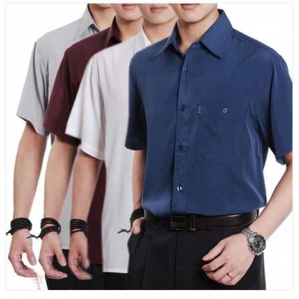 2018 summer casual shirt short-sleeve shirt quinquagenarian thin  shirt men slim fit shirts M, L, XL, XXL, XXXL , XXXXL