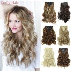 20" Hair Extension 7pcs/set Hair Extension Wavy Curly Synthetic Clip In Hair Extentions cheveux extension clip aplique de cabelo