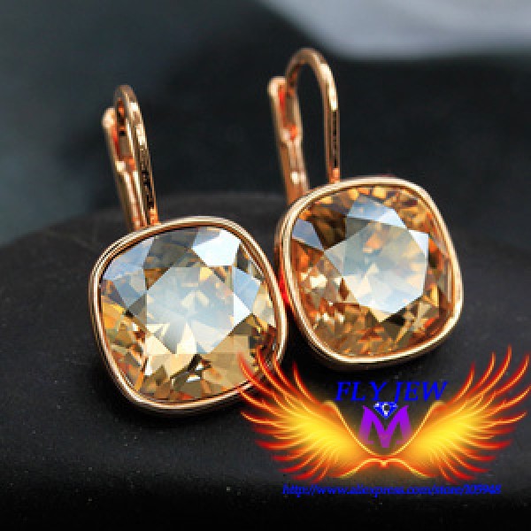 25colors!Brand Design!Gold Color 100% Austrian Rhinestone SWA crystal Jewelry drop hoop cubic cut Earrings,factory price