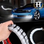 2X 12V  Universal High Power 12W Bendable 12 LED Waterproof Flexible DRL Daytime Running Light Fog Warning Lamp
