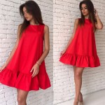 2XL New Hot 2017 Ruffles Beach Women Dress Summer Sleeveless Casual A Line Bodycon Party Dresses Ladies Mini Sexy Dress Vestidos