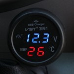 3 in 1 Digital LED car Voltmeter Thermometer Auto Car USB Charger 12V/24V Temperature Meter Voltmeter Cigarette Lighter