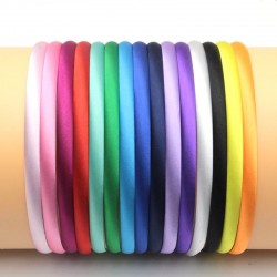 30pcs/lot 15colors 10mm Colored Satin Covered Resin Hairbands,For Children Solid Satin Hair Band DIY Headband,Satin Head Hoop