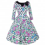 3/4 Long Sleeve Short Dress 50s Polka Dots Floral Print Rockabilly Vestido Retro Vintage Party Picnic Big Swing Tea Dresses 2016