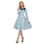 3/4 Long Sleeve Short Dress 50s Polka Dots Floral Print Rockabilly Vestido Retro Vintage Party Picnic Big Swing Tea Dresses 2016