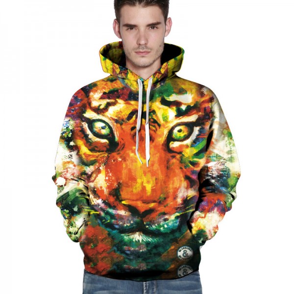 3D Painting animal colorful tiger hoodies men sweatshirt men harajuku brand clothing sweatshirt hoodie streetwear pullovers