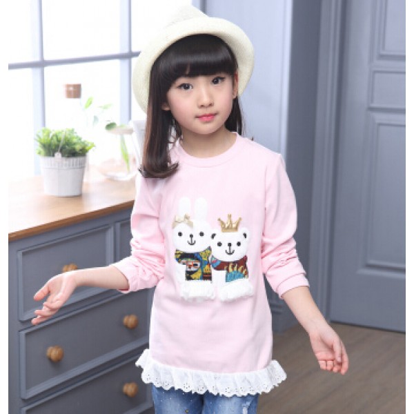 4-14 Children Girls Tops Tees Spring Brand Wear Long Sleeve Girls T shirt Dress Cartoon Sweatshirts Girl Casual Clothing