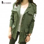 4 Color Women 2017 Spring Military Jacket Army Green Jackets Embroidery Epaulet Drawstring Adjustable Chaqueta Mujer Coat C6O301