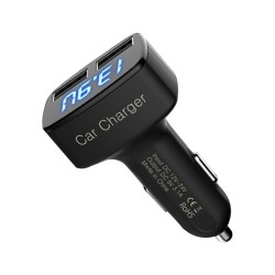 4 in 1 Car Charger Dual USB Voltmeter Thermometer Digital Display  Charging 