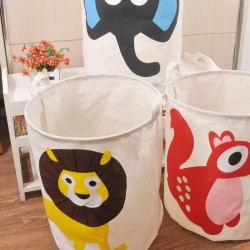 40*50cm Zakka Style Cartoon Canvas Cotton Linen Fabric Clothing Barrels Laundry Storage Basket/Bags for Toys/Book/towels
